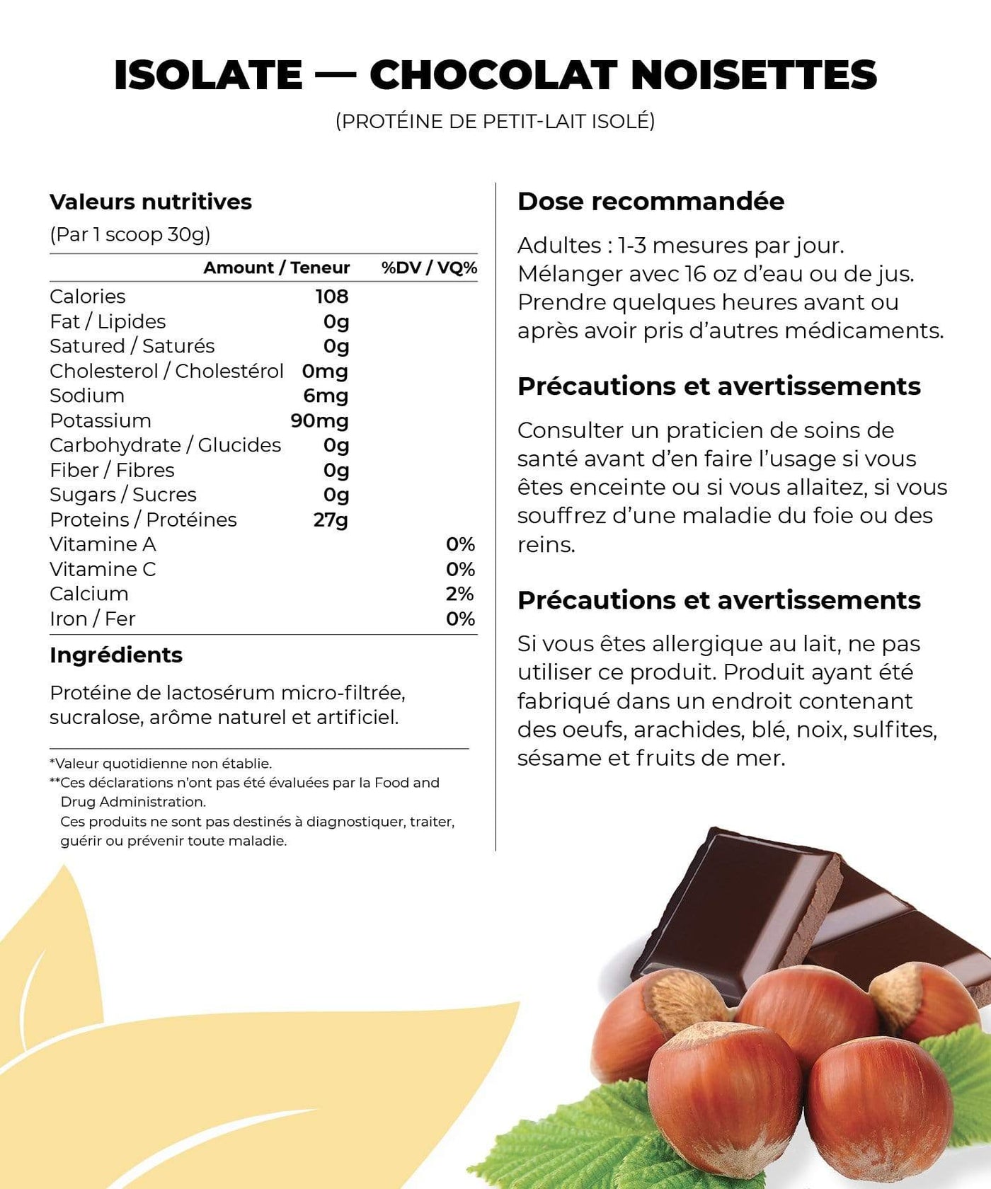 Fit Shack Suppléments 1 lb / Chocolat Noisettes VRAC - ISOLATE