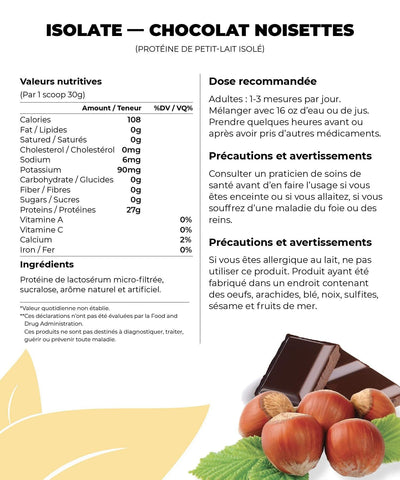 Fit Shack Suppléments 1 lb / Chocolat Noisettes VRAC - ISOLATE
